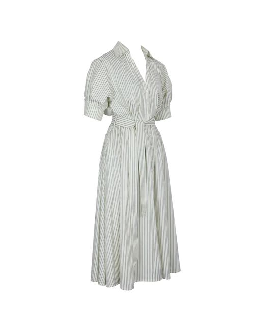 Miss Circle New York Gray Danica Pine Bamboo Poplin Striped Shirt Midi Dress