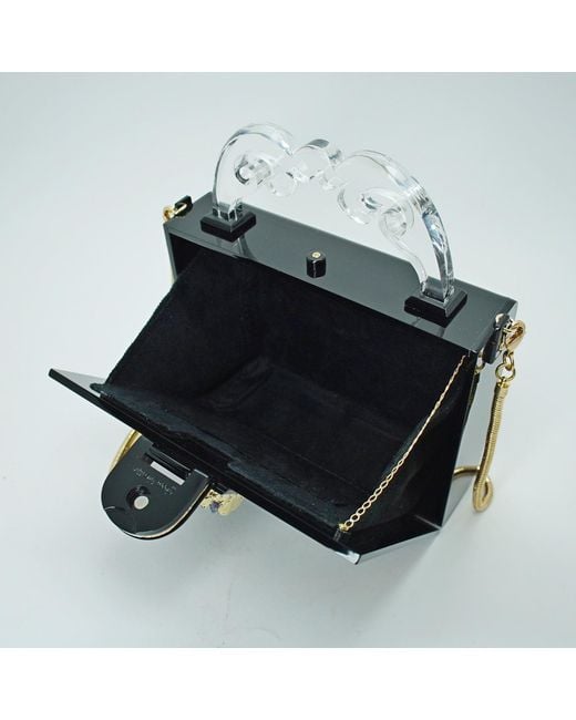 Gissa Bicalho Black Handmade Acrylic Clutch Aura