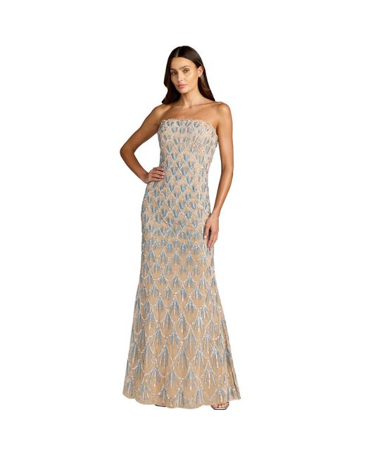 Mac Duggal Natural Neutrals Strapless Embellished Evening Gown