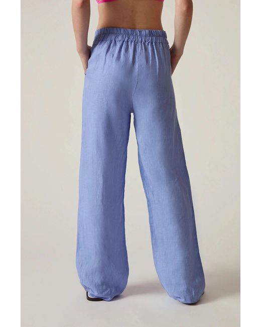 James Lakeland Blue Relaxed Linen Trousers