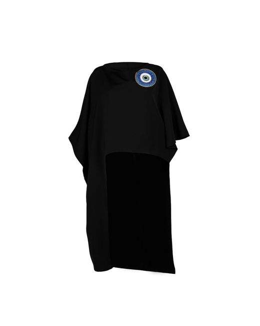 Laines London Black Laines Couture Asymmetric Blouse Cape With Embellished Evil Eye