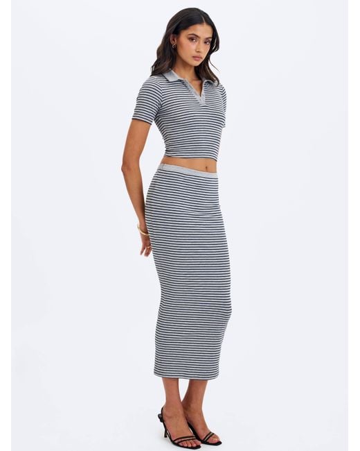 Miss Circle New York Blue Westley & Lyocell Jersey Striped Polo Top