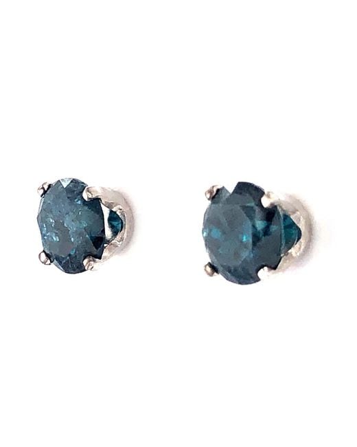 Artisan Blue Diamond Stud Earrings