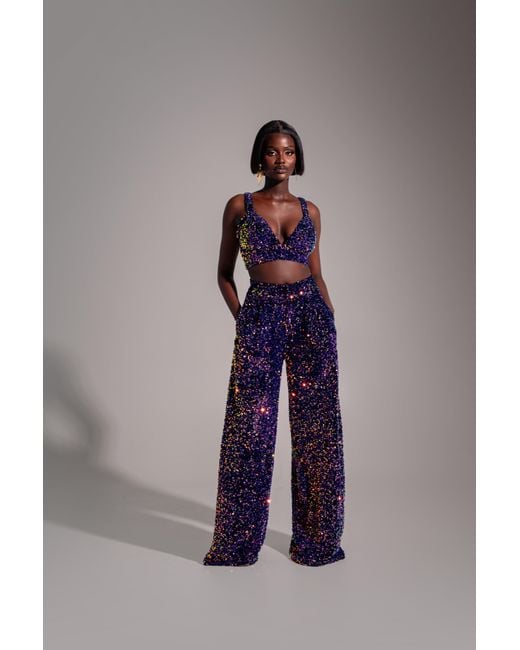 Ofuure Blue Liza Sequin Bra Top