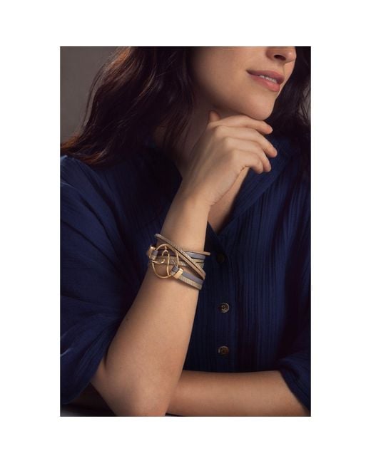 Saachi Metallic Leather Abstract Wrap Bracelet