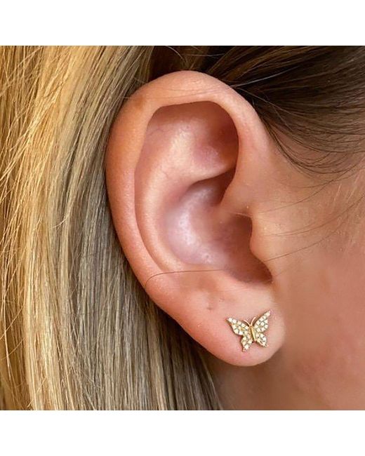 KAMARIA Metallic Asymmetric Diamond Butterfly Earring Studs