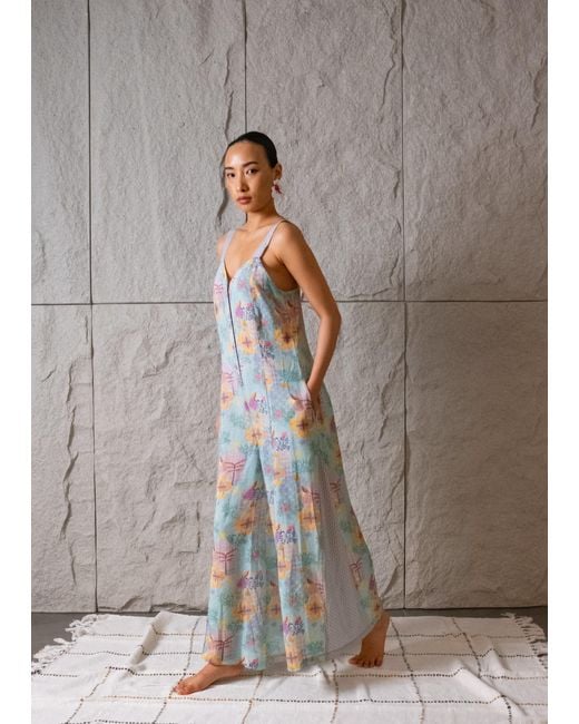 Maison Qala Blue Amara Wide Leg Jumpsuit