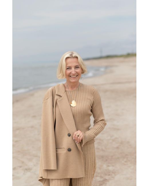 SALANIDA Natural Forza Knitted 100% Merino Blazer Beige