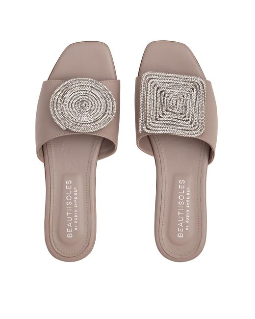 Beautiisoles by Robyn Shreiber Made in Italy Pink Neutrals Adeline Work Sexy Flat Leather Sandal