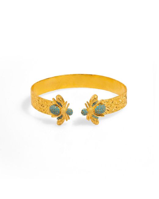 Ebru Jewelry Metallic Mystic Design & Honey Bee Cuff Bracelet