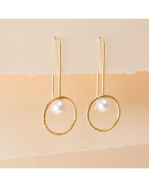 Silver Moon Metallic Around The Moon-Plated Sterling Pearl Earrings