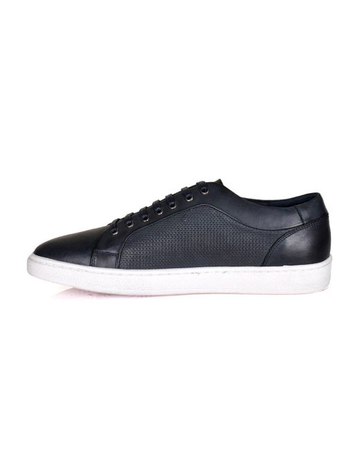 DAVID WEJ Blue Bradford Leather Sneakers for men