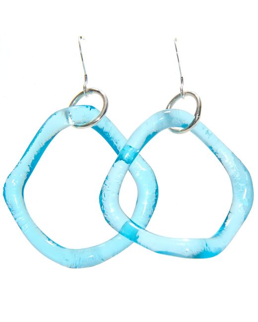 Smart Glass Jewelry Blue Recycled Gin Bottle Simple Ruffle Earrings Sterling