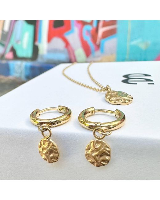Evie Jewelry Metallic Harmony Huggie Hoop Earrings + Pendant Necklace