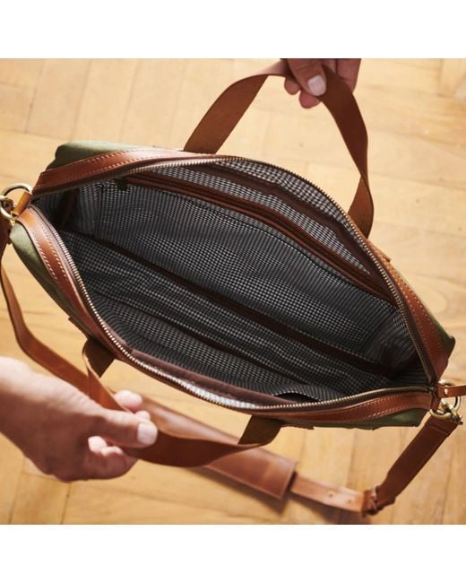VIDA VIDA Green Nylon & Leather Trim Laptop Bag for men