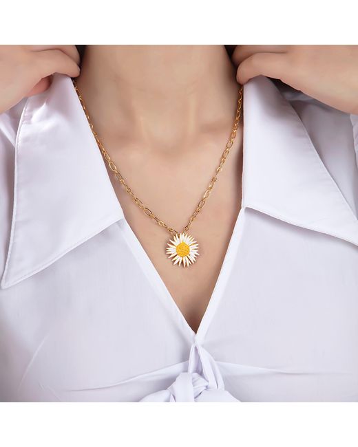 Milou Jewelry White Sunflower Necklace