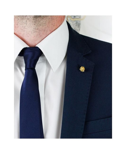 Lee Renee Metallic Rose Lapel Pin Gold for men