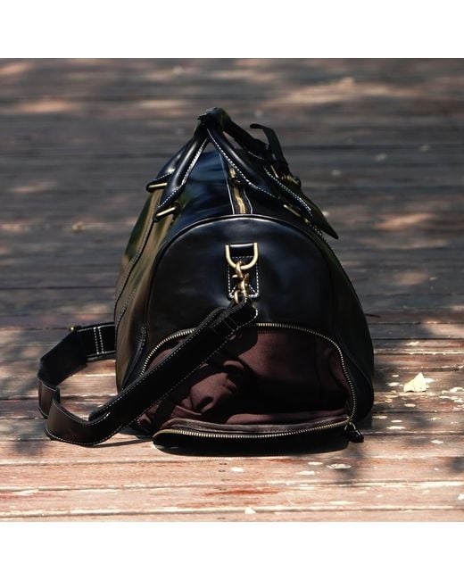Touri Brown Dark Leather Weekender for men