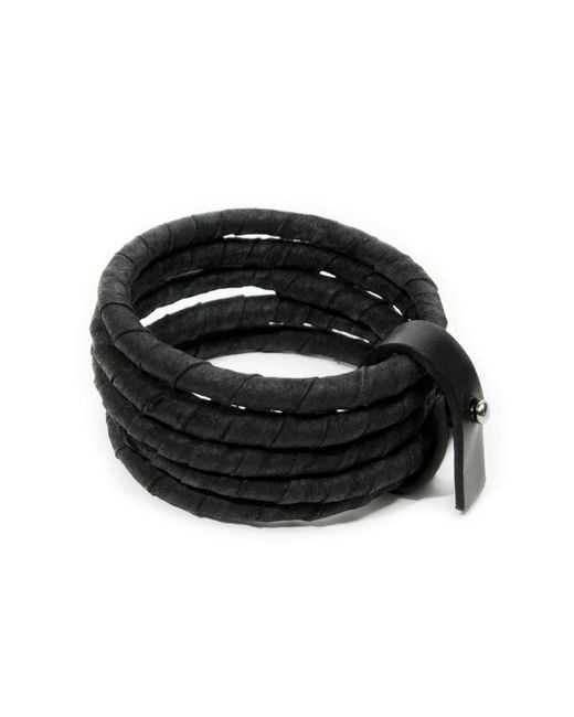 WAIWAI Black Stackable Bangle Leather Bracelet