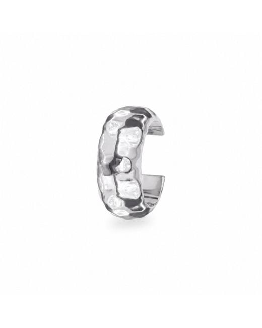 Zohreh White Wide Hammered Ear Cuff Sterling