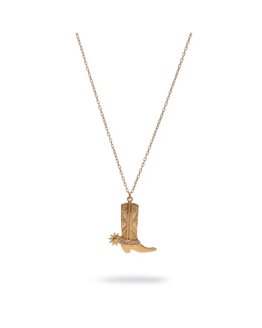 Ebru Jewelry Metallic Western Spirit Cowboy Boot Vermeil Necklace