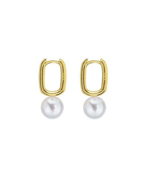 Ora Pearls Metallic Aetis Pearl Hoop Earrings