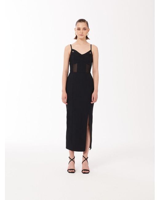Sour Figs Black Bustier Mesh Binding Detail Dress