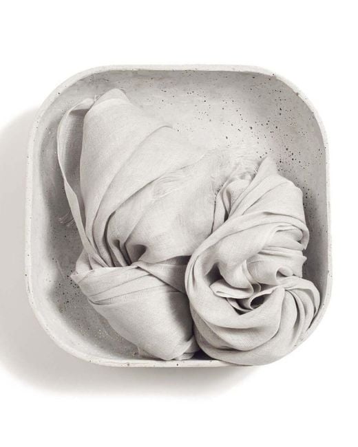 Variously White Pebble Light Hand Woven Soft Linen Scarf