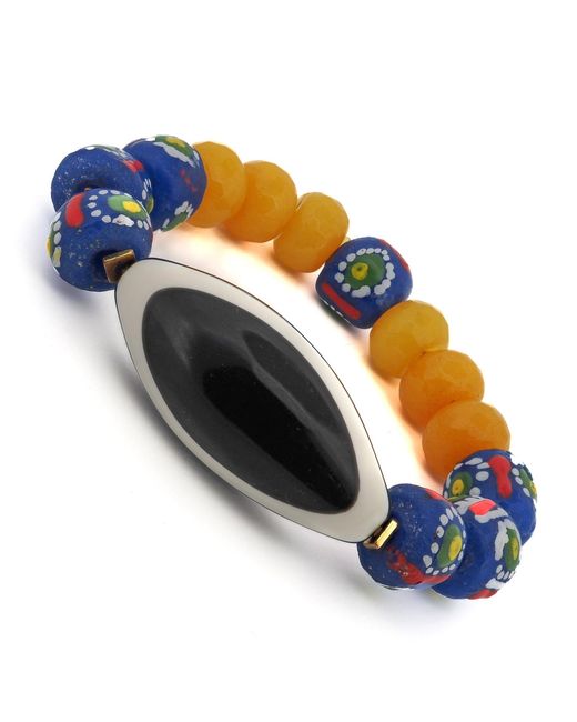 Ebru Jewelry Blue Evil Eye Beaded Chunky Bohemian Bracelet