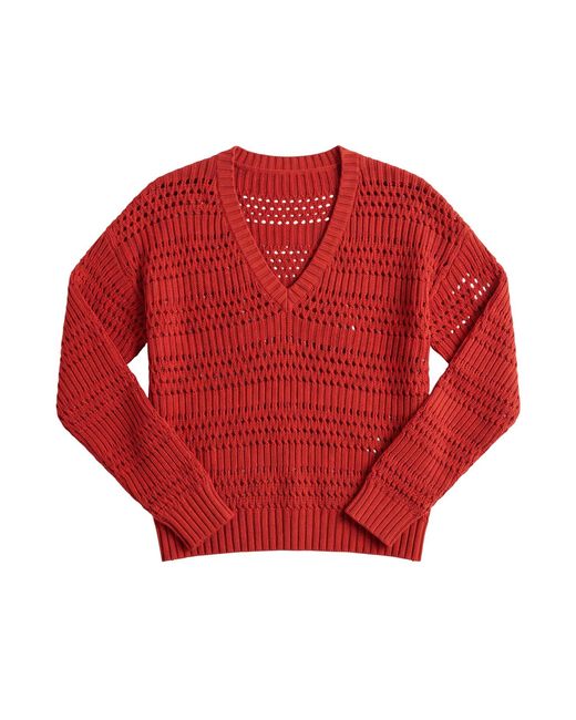 Brodie Cashmere Red Sarah Stitch Cropped V