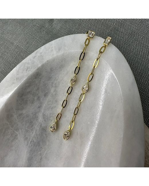 Clemence Wren White Asymmetric Gemstone Drop Earrings