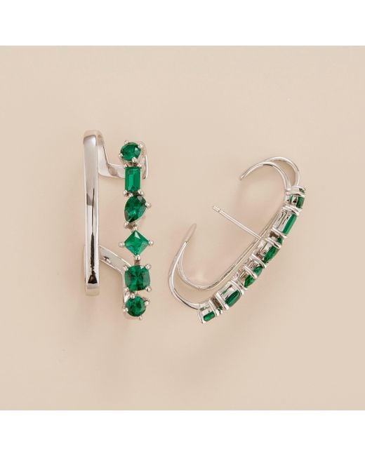 Juvetti Metallic Serene Earrings With Emerald Set