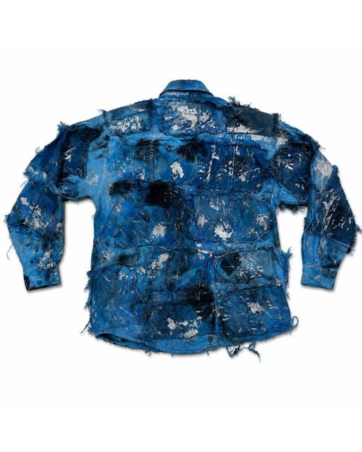 Zasta Studio Blue Wearable Ruins Shredded Denim Colored Shirt F