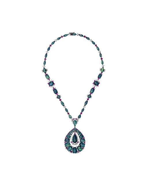 Latelita London Blue Paloma Opal Statement Necklace Oxidised