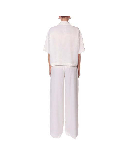 AGGI by HALEWSKI White Olivia Bright Wide Trousers