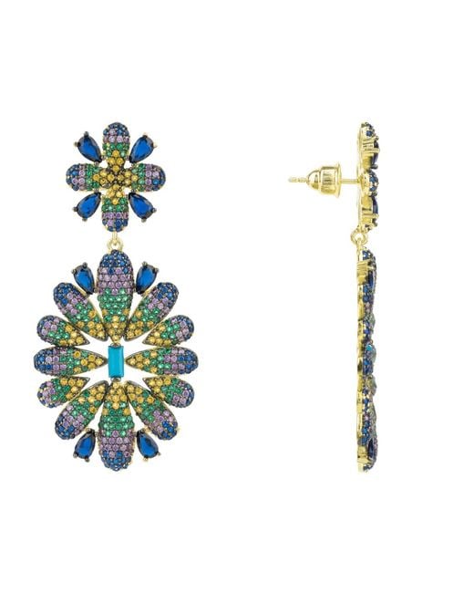 Latelita London Blue Babylon Multicoloured Flower Drop Earrings