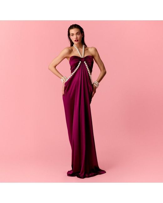 Nur Karaata Red Alice Pearl Burgundy Dress