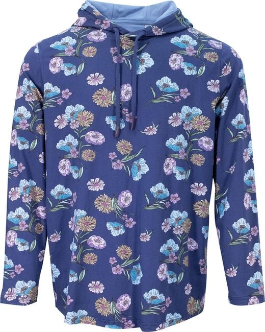 Lords of Harlech Blue Horatio Spaced Floral Printed Hoodie for men