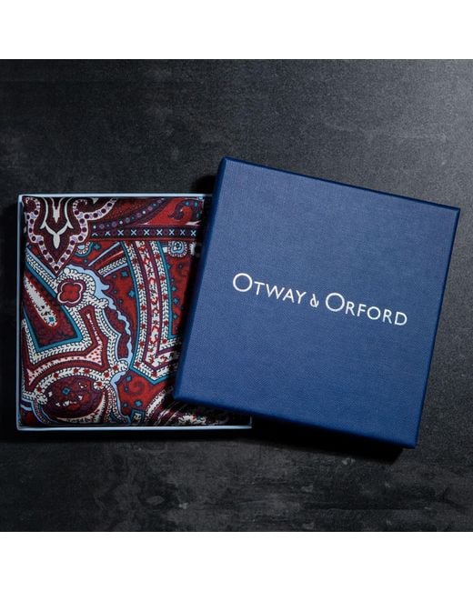 Otway & Orford Purple 'Labyrinth' Paisley Silk Pocket Square for men