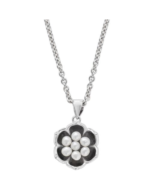 Lucy Quartermaine Metallic Solid Sterling Royal Pearl Flower Pendant