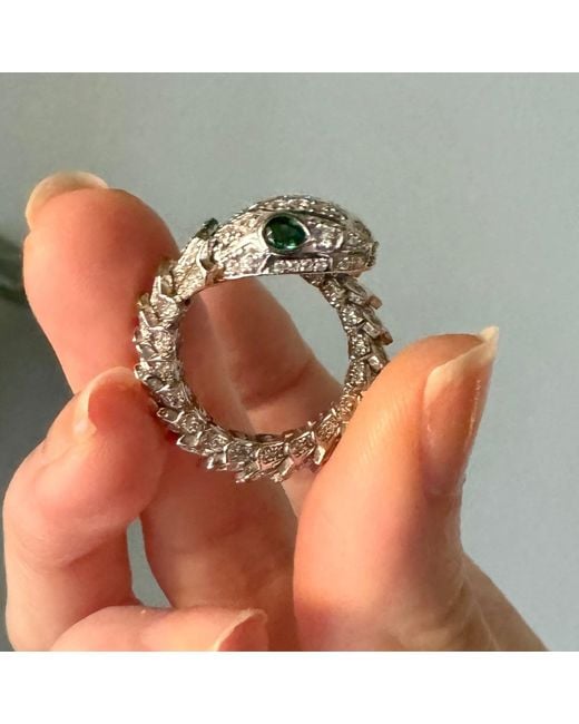 Laura Gray Green Sterling Articulated Snake Ring