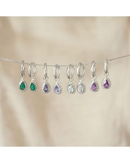 Charlotte's Web Jewellery Green August Birthstone Sterling Huggie Hoops