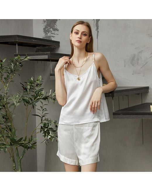 Soft Strokes Silk White Pure Mulberry Silk Camisole With Adjustable Straps