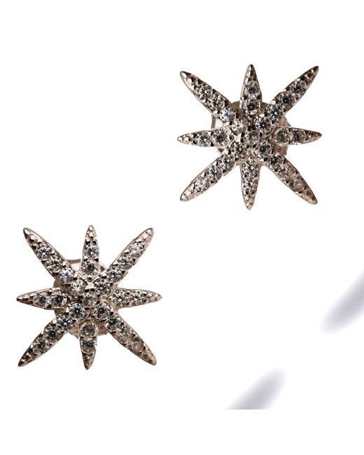 Ebru Jewelry White Guidance North Star Sterling & Diamond Stud Earrings