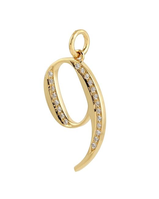 Artisan Metallic Diamond Number "9" Pendant