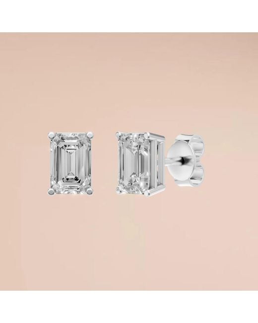 Aya Fine Jewelry White 1.32 Cwt Emerald Cut Solitaire Earrings Gift For