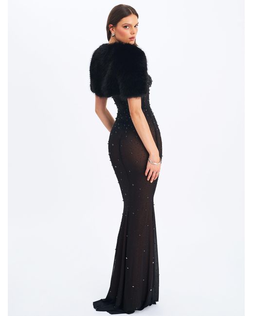 Miss Circle New York Black Kori Faux Fur Micro Bolero