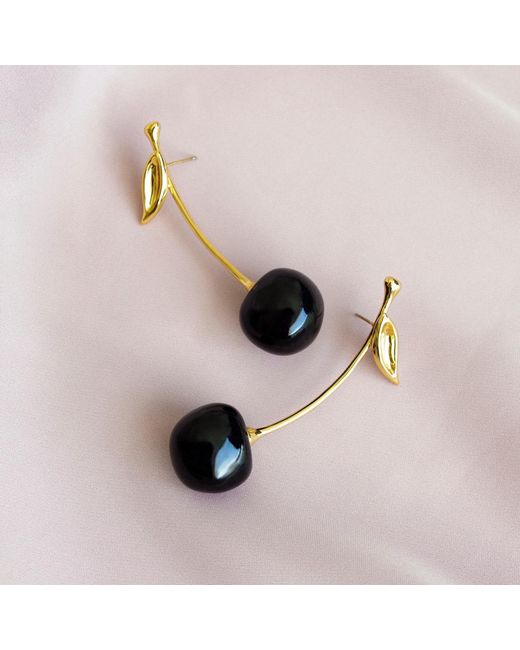 POPORCELAIN Metallic Porcelain Black Cherry Earrings