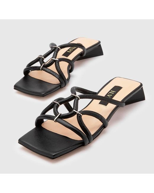 Ilvi Black Olono Leather Heeled Slide