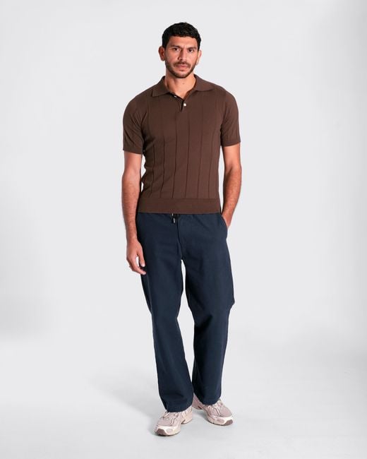 Far Afield Brown Jacobs Knit Polo for men